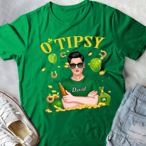 Drunken Drunkest Drunker Tipsy - Personalized Shirts - Gift for Couple - Couple With Arms Crossed - Shirts - GoDuckee