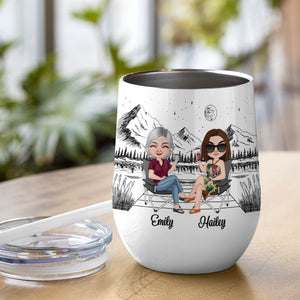 My Daughter Is Either My Best Friend Or Satan There Is No In Between - Personalized Mom Daughter Tumbler - Wine Tumbler - GoDuckee