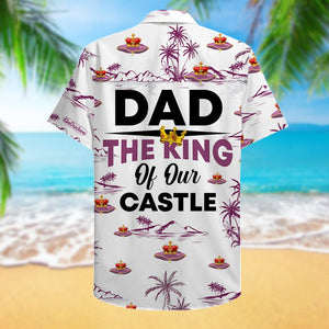 Personalized Father's Day Hawaii Shirt - Crown Pattern - The King of Our Castle - Hawaiian Shirts - GoDuckee