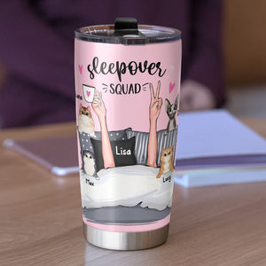 Namastay In Bed All Day With My Cats - Personalized Cat Tumbler - Gift For Sleep Queen - Tumbler Cup - GoDuckee