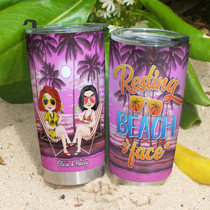 Resting Beach Face Personalized Friends Tumbler, Gift For Friends - Tumbler Cup - GoDuckee