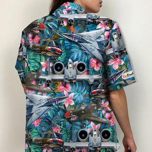 Military Aircraft and Floral Pattern, Hawaiian Shirt, Summer Gifts - Hawaiian Shirts - GoDuckee