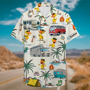 Camping Duck Hawaiian Shirt - Campers & Duck Pattern - Hawaiian Shirts - GoDuckee