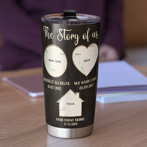 Every Love Story Is Beautiful But Ours Is My Favorite - Custom Couple Map Tumbler - Gift For Couple - Tumbler Cup - GoDuckee