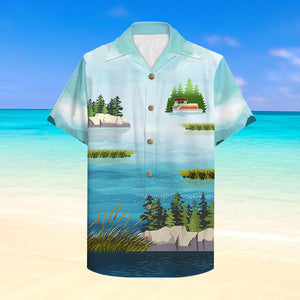 Personalized Wakeboarding Duck Couple Hawaiian Shirt - What Happens on The Wake Boat - Hawaiian Shirts - GoDuckee