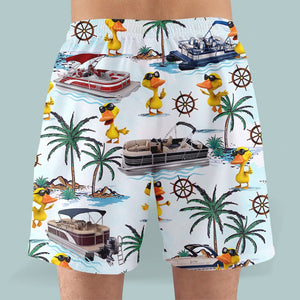 Pontoon Duck Hawaiian Shirt & Men Beach Shorts - Palm Tree Pattern - Hawaiian Shirts - GoDuckee