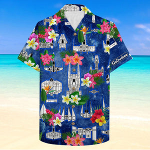 Hawaiian Shirt - Floral Spaceship Pattern - Hawaiian Shirts - GoDuckee