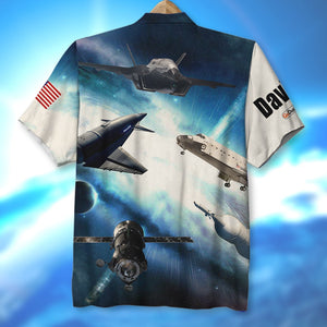 Military Spaceship, Spacecraft, Space Shuttle, Personalized Space Force Hawaiian Shirt, Military Gift with Custom Military Unit 01qhqn090522 - Hawaiian Shirts - GoDuckee