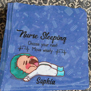 Nurse Sleeping Choose Your Next Move Wisely Personalized Nurse Blanket, Gift For Nurse - Blanket - GoDuckee