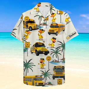 School Bus Drive Duck Hawaiian Shirt - Bus & Duck Pattern - Hawaiian Shirts - GoDuckee
