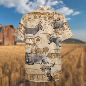 Farmer Donkey Hawaiian Shirt, Aloha Shirt with donkey and farm pattern - Hawaiian Shirts - GoDuckee