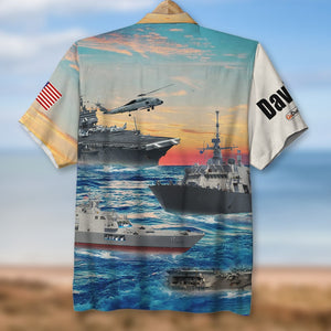 Military Ship, Cruiser, Aircraft Carrier Entering The War, Personalized Navy, Coast Guard Hawaiian Shirt, Military Gifts with Custom Military Unit 01qhqn090522 - Hawaiian Shirts - GoDuckee