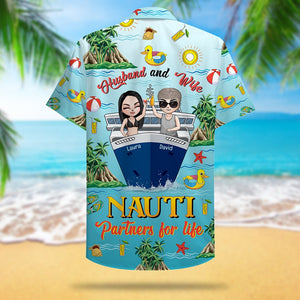 Personalized Cruising Couple Hawaiian Shirt - Nauti Partners for Life - Hawaiian Shirts - GoDuckee