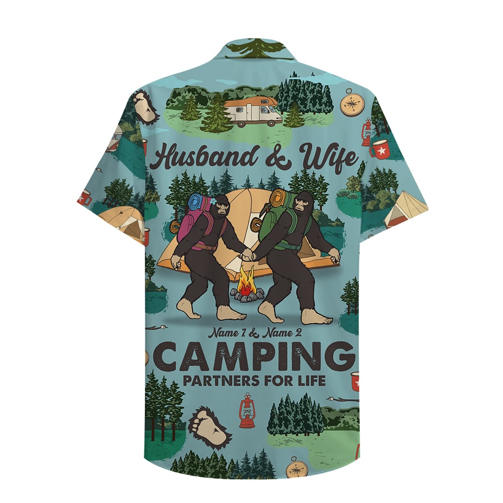 Camping Husband and wife Camping partners for life Custom Hawaiian Shirt, Aloha Shirt - Hawaiian Shirts - GoDuckee