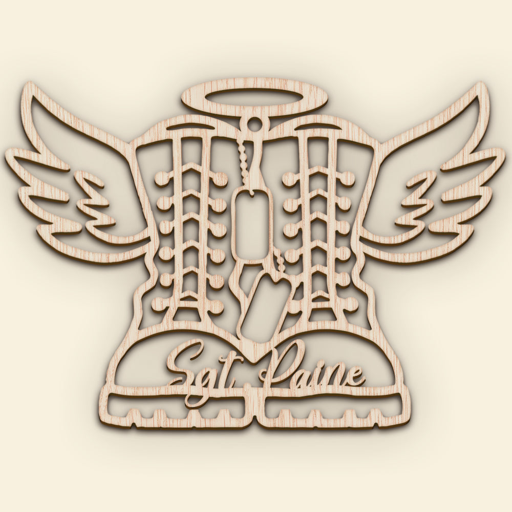 MIlitary Boots - Personalized Wood Ornament - Christmas Gift For Veteran - Ornament - GoDuckee