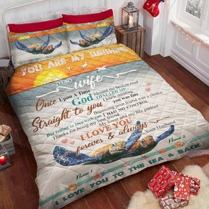 Turtle Couple Love You To The Sea and Back - Personalized Quilt Bed Set - Gift for Her - Blanket - GoDuckee