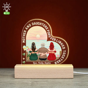 Mother and Daughters Forever Linked Together - Personalized Mother's Day Led Light - Gift For Mom - Led Night Light - GoDuckee
