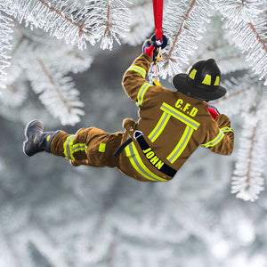 Firefighter On Duty, Personalized Fireman Acrylic Ornament - Ornament - GoDuckee