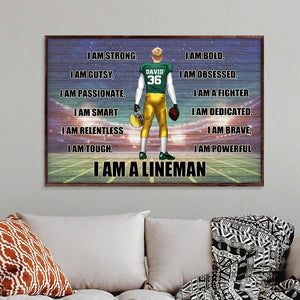 American Football I Am Strong - Personalized Wall Art - Gift for Football Players - Back Football Player - Poster & Canvas - GoDuckee