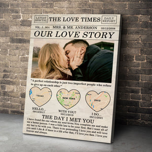 Our Love Story Custom Couple Map Canvas Print, Gift For Couple - Poster & Canvas - GoDuckee