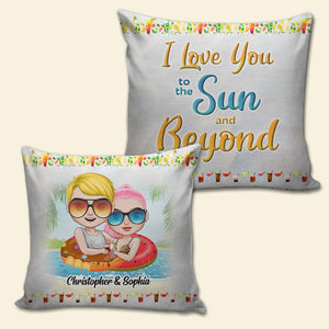 I Love You To The Sun And Beyond Personalized Pillow, Gift For Couple - Pillow - GoDuckee