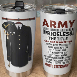 Personalized Army Tumbler - The Title Cannot Be Inherited - Uniform On Hanger - Tumbler Cup - GoDuckee