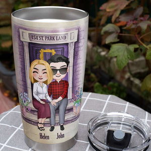 Hubby And Wifey, Happy Couple Hand In Hand, Personalized Tumbler - Tumbler Cup - GoDuckee