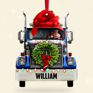 Personalized Christmas Truck Ornament, Santa Claus Inside, Christmas Tree Decor - Ornament - GoDuckee
