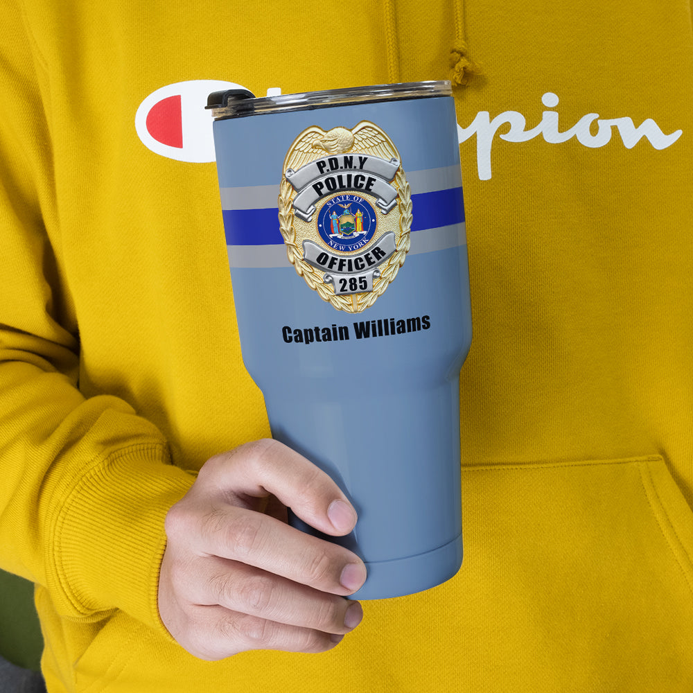 Police Badge with Customized State Seal - Personalized Tumbler Cup - Gift for Police - Drinkware - GoDuckee