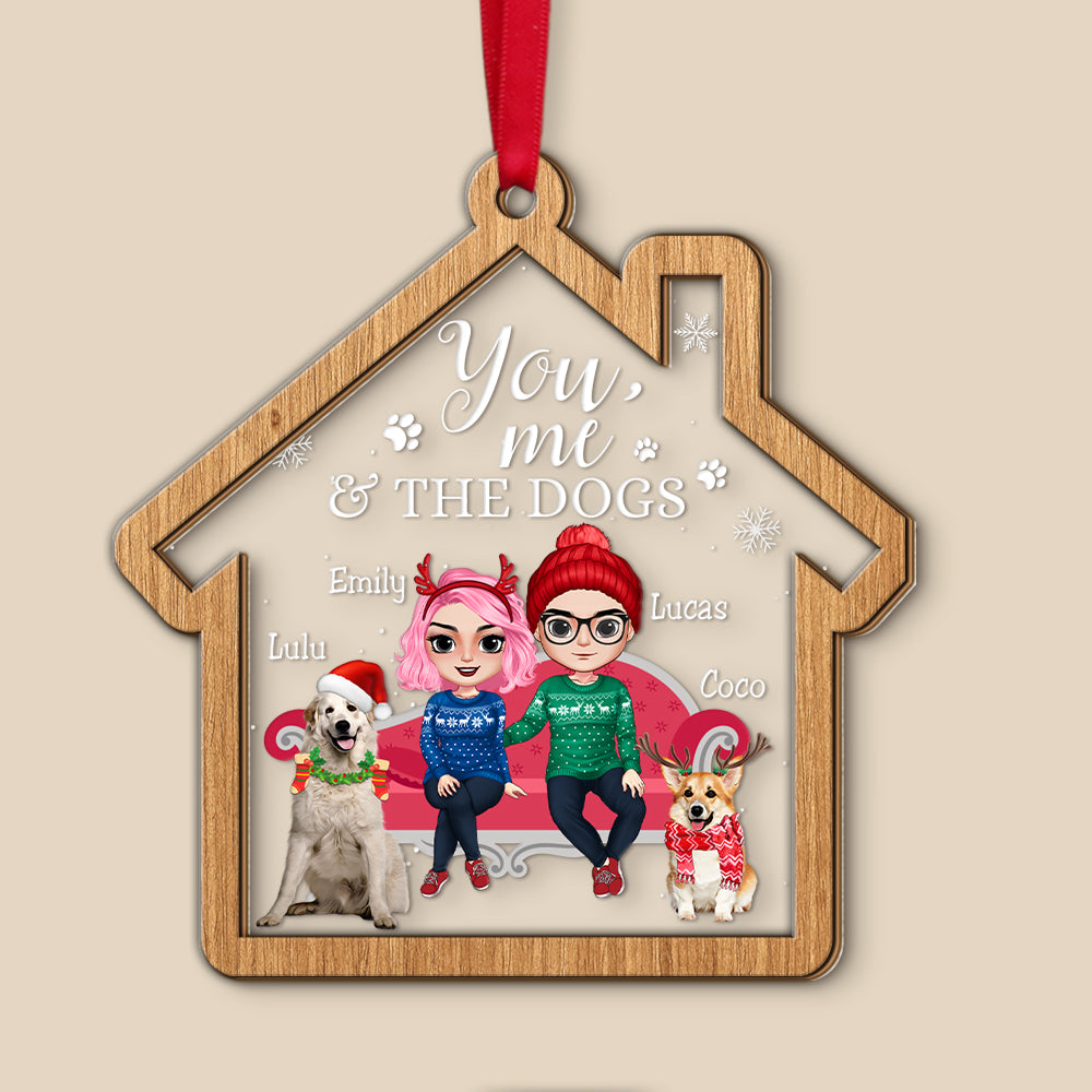 You Me And Dogs, Couple And Pets Mix Ornament Christmas Gift - Ornament - GoDuckee