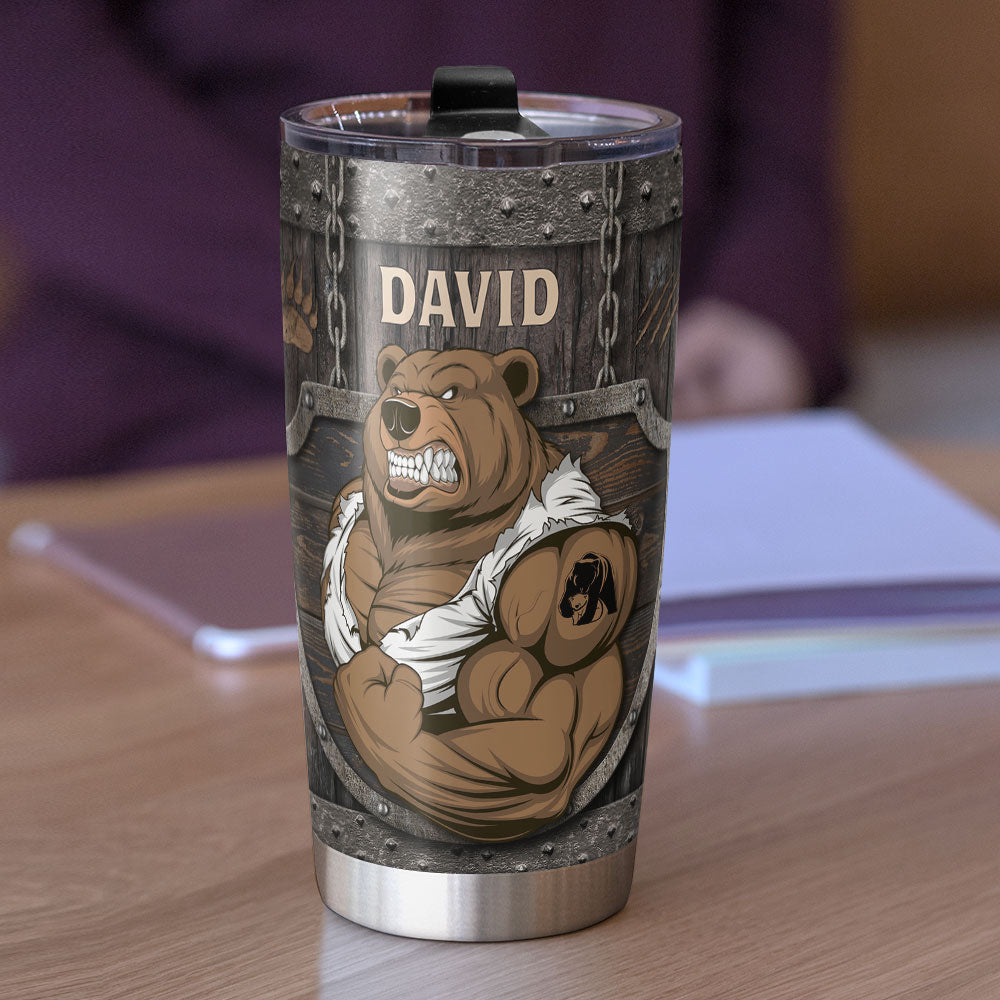 Personalized Papa Bear Custom Engraved Vacuum Sealed Tumbler