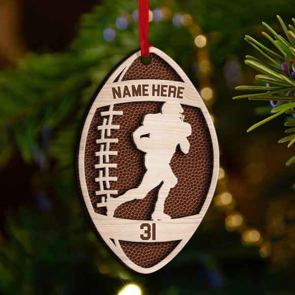 American Football Player Pose Personalized Acrylic Ornament - GoDuckee