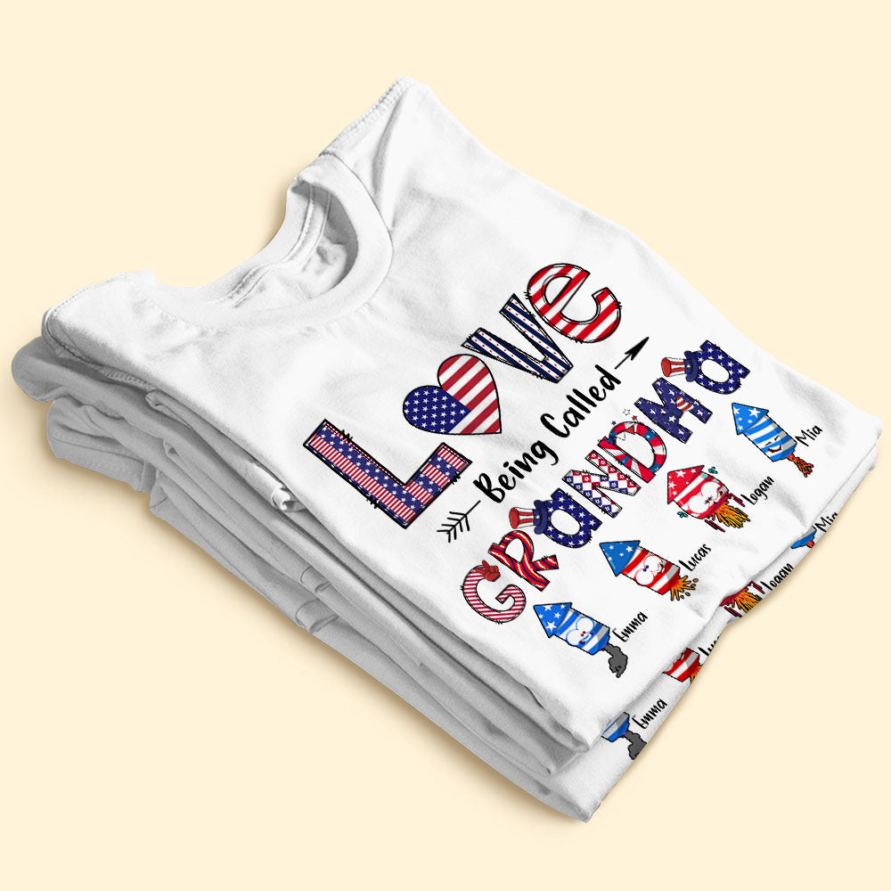 Love Being Called Grandma Personalized Family 4th Of July Shirt Gift For Family - Shirts - GoDuckee