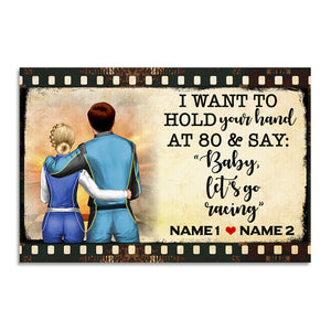 Personalized Racing Couple Poster - I Want To Hold Your Hand At 80 and Let's Go Racing - Film Frame - Poster & Canvas - GoDuckee