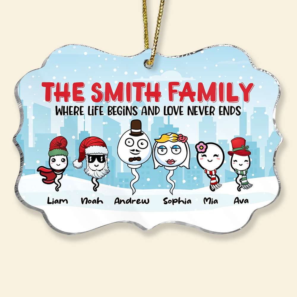 Family Where Life Begins And Love Never Ends Personalized Acrylic Ornament, Gift For Family - Ornament - GoDuckee