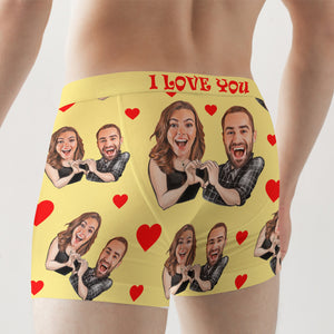 I Love You, Custom Couple Boxer Briefs Underwear, Gift For Couple, Heart Pattern - Boxer Briefs - GoDuckee