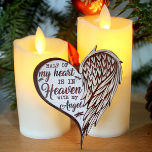 Half Of My Heart Is In Heaven Personalized Heaven Wood Ornament, Christmas Gift - Ornament - GoDuckee