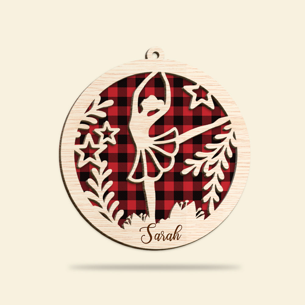 Ballet With Plaid Pattern Background - Personalized Ornament - Gift for Ballet Girl - Ornament - GoDuckee