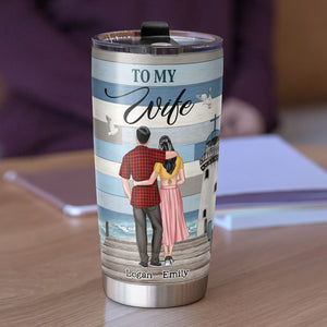 Sometimes It's Hard To Find Words To Tell You How Much You Mean To Me Personalized Couple Tumbler - Tumbler Cup - GoDuckee