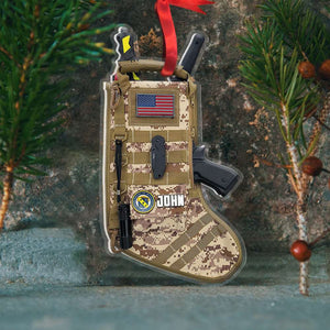 Military Tactical Christmas Stocking Personalized Acrylic Ornament, Christmas - Ornament - GoDuckee