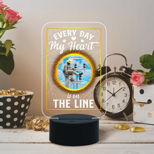 Everyday My Heart Is On The Line - Personalized Led Night Light - Gift for Lineman's Wife - Led Night Light - GoDuckee