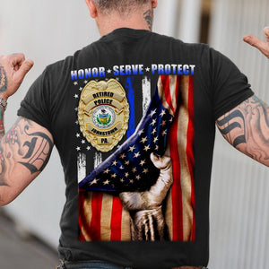Police Honor Serve Protect - Personalized Shirts - Gift for Police - Flag with Custom State Seal - Shirts - GoDuckee