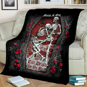 Til Death Do Us Part - Skeleton Couple Blanket, Personalized Blanket, Gift For Couple - Blanket - GoDuckee