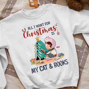 All I Want For Christmas Is My Cat And Books, Personalized Cat Breeds Shirt, Book Lovers, Christmas Gift - Shirts - GoDuckee