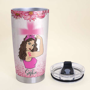 Personalized Strong Women Tumbler - Breast Cancer Awareness Month, You Say - God Says - Tumbler Cup - GoDuckee
