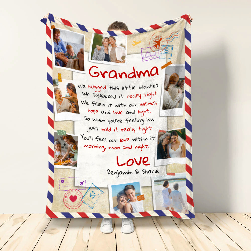 Grandma We Hugged This Little Blanket Personalized Blanket, Gift For Grandma - Blanket - GoDuckee