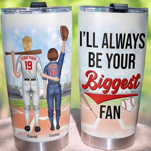 Personalized Baseball Couple Tumbler - I'll Always Be Your Biggest Fan - Tumbler Cup - GoDuckee