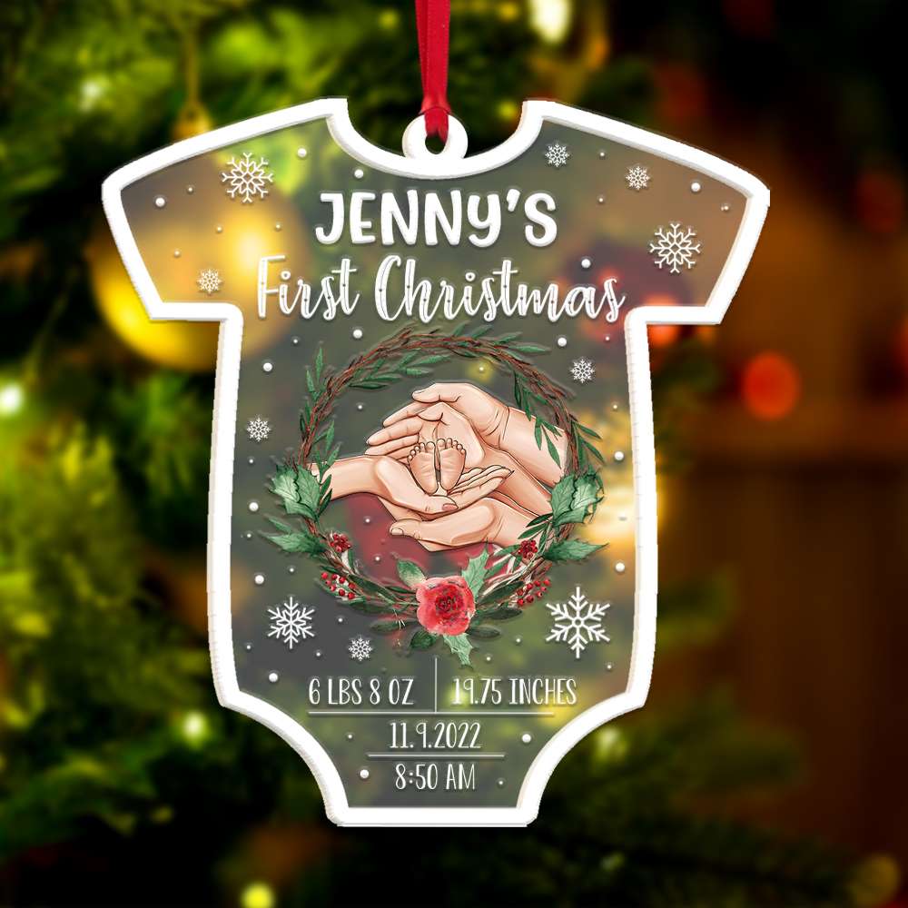 New Family Baby Shower, Personalized Acrylic Ornament, Family Christmas Decor - Ornament - GoDuckee