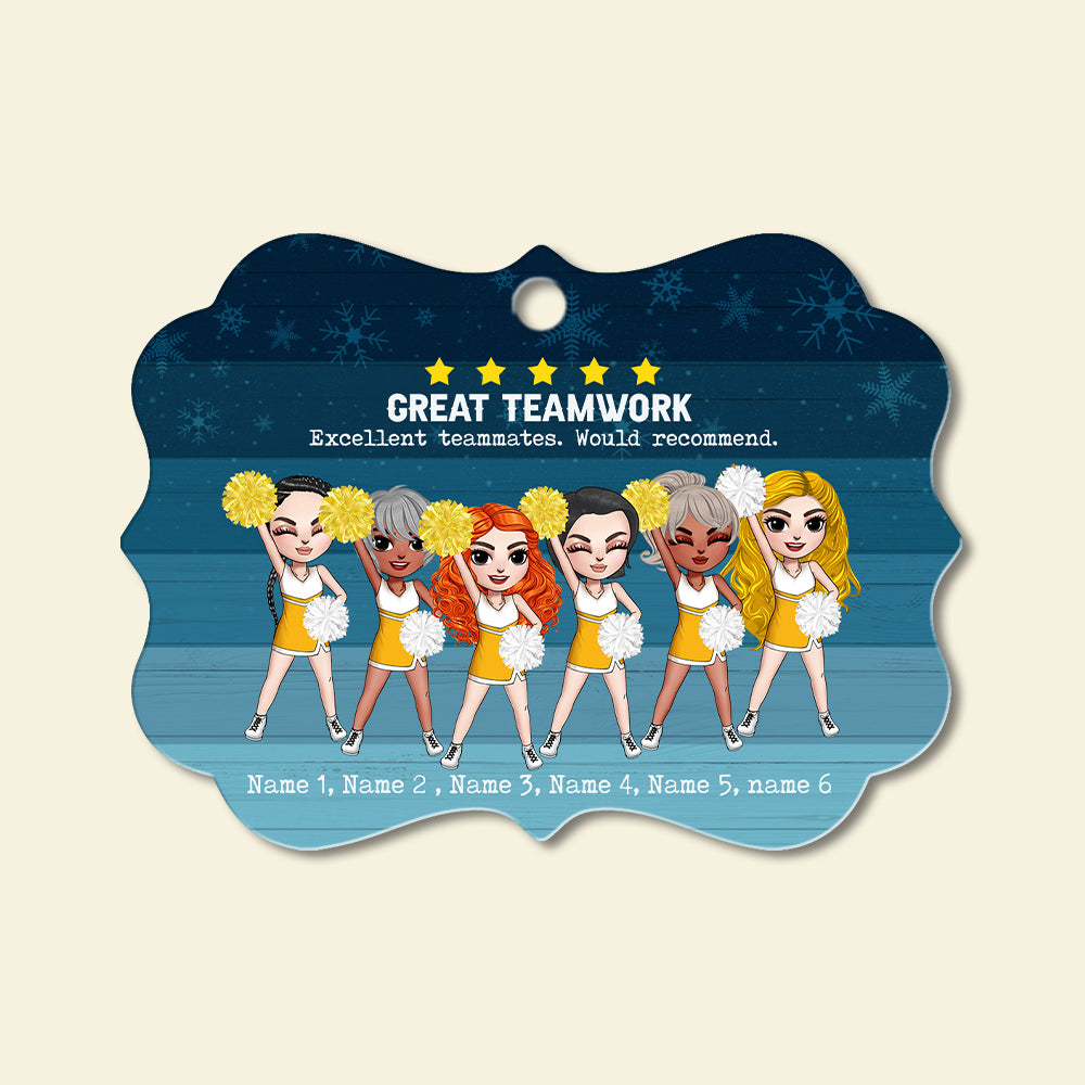 Cheerleader Great Teamwork - Would Recommend - Personalized Ornament - Gift for Cheerleader Team - Ornament - GoDuckee