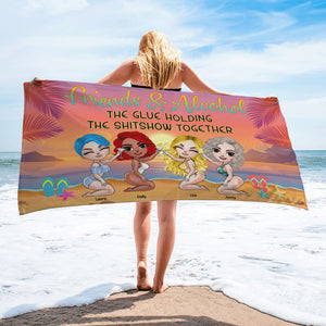 Friends & Alcohol - Personalized Beach Towel - Gifts For Sisters, BFF, Girls Doll Trip - Beach Towel - GoDuckee